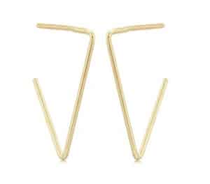 14K Yellow gold simple triangular hoops with posts.