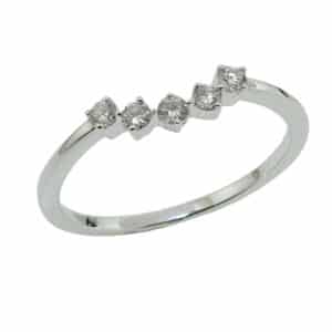 14K White gold lady's 0.15cttw curved diamond band.