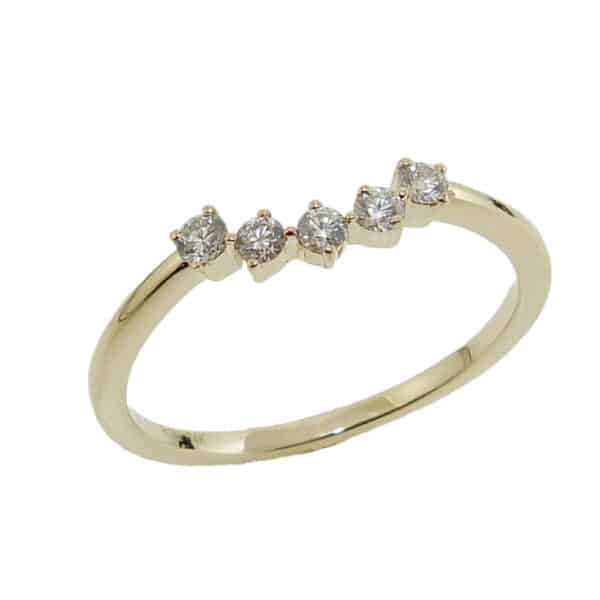 14K Yellow gold lady's 0.15cttw curved diamond band.