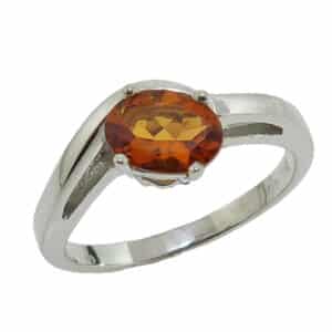 Lady's 14K white gold ring set with 0.61 carat oval citrine.
