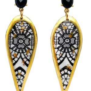 Black lace angel wing earrings with 22KY vermeil and onyx post by Evocateur