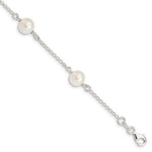 Sterling silver freshwater cultured pearl bracelet.