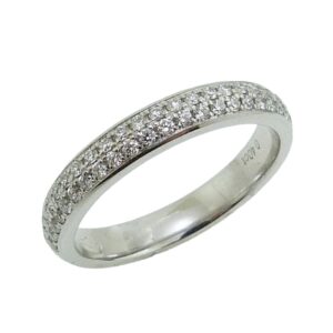 14K White gold diamond double row band pave set with 48 round brilliant cut diamonds totaling 0.40 carats, G/H, SI.