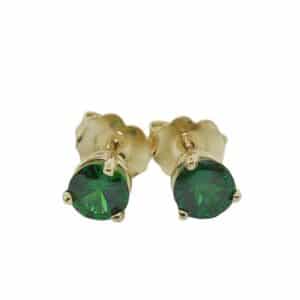 14KY earrings set with: - 2 tsavorite garnets, 0.673cttw