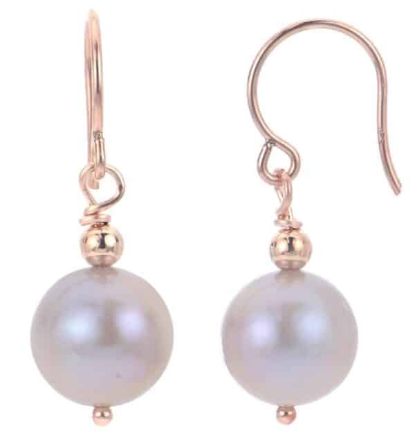 14k rose gold lavender freshwater pearl earrings