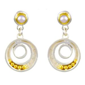 Silver & 22kt vermeil earrings by Michou Jewelry with pearls.