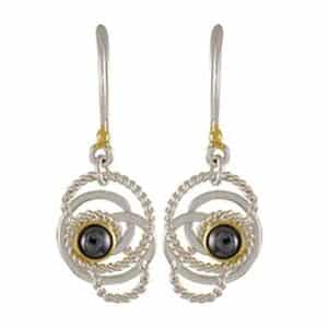 Silver & 22kt vermeil earrings by Michou Jewelry with hematite.