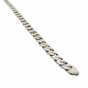 10K White gold 8" curb link men's bracelet