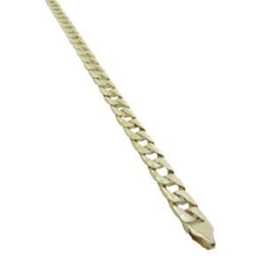 10K Yellow gold 8" square curb men's bracelet with texture. 