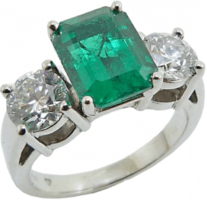 Large Emerald and Hearts On Fire™ ring