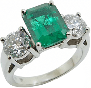 Large Emerald and Diamond ring