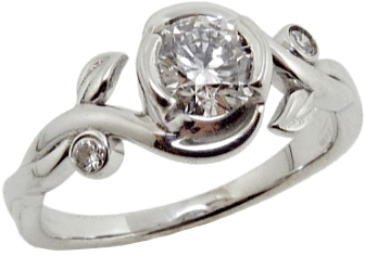 Floral Bezel Set Diamond Ring