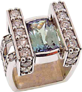 Rainbow Tanzanite and Hearts On Fire™ Diamond Ring
