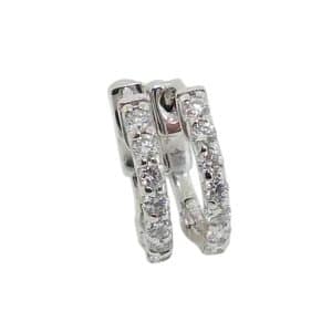 14K White gold hinged hoops claw set with round brilliant cut lab grown diamonds, 0.28 total carat weight, F/G, VS-SI1.