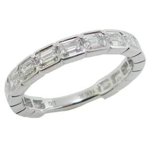 14K White gold lab grown emerald cut diamond east-west bezel set band, 1.62 total carat weight, F/G, VS.