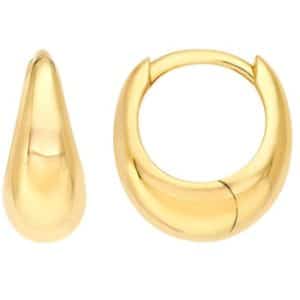 14K Yellow gold small graduated round hinged hoops.