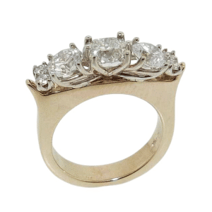 Custom Design Cushion and Round Cut Diamond Ring