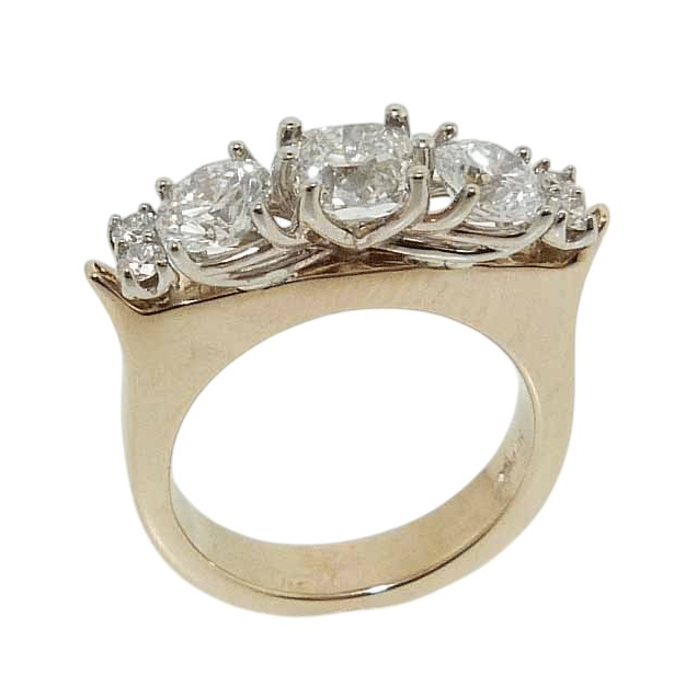 Custom Design Cushion And Round Cut Diamond Ring