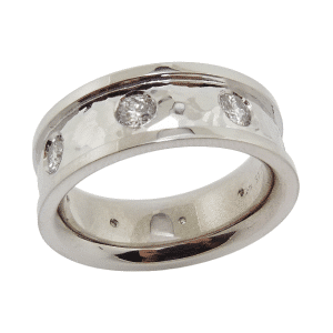 Industrial Ruged Look Hammered Texture Mens Custom Ring