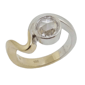 Rose Cut Diamond Two-tone Gold Swirl Custom Ring