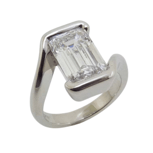 Two Carat Emerald Cut Diamond Semi-Bezel Set