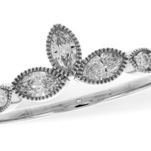 14K White gold marquise and round brilliant cut natural diamond lady's enhancer band, 0.30cttw, G/H, VS-SI.