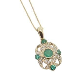 Yellow Gold Vintage Inspired Emerald Pendant
