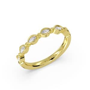 14K Yellow gold diamond Sylvie Jewelry band bezel set with six marquise diamonds totaling 0.30 carats.