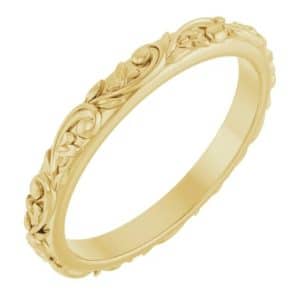 14K Yellow gold sculptural lady's 2.5mm band.