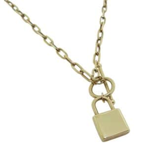Estate item - 14K Yellow gold 18" oval link necklace with lock pendant.