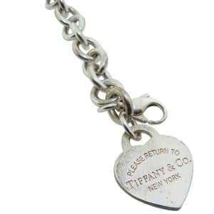 Estate item -  7" Silver large cable style bracelet with heart charm.