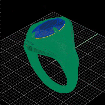 computer rendering perspective view of Sculpted Yellow Gold Oval Diamond Solitaire Ring