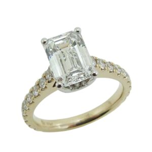 Available in 14K gold, 18K gold, or platinum. This ring can be made in any combination of white, pink or yellow gold and can be customized to accommodate different size and shape diamonds, by special order.