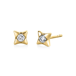 14KY Sylvie Solaz Diamond Sun Stud Earrings, 2 RBC, 0.13cttw