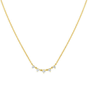 14K Yellow gold Sylvie Éternelle Diamond 18" Necklace claw set with five round brilliant cut diamonds, 0.31cttw.