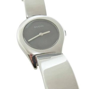 Estate Lady's Gucci stainless steel watch with black face.